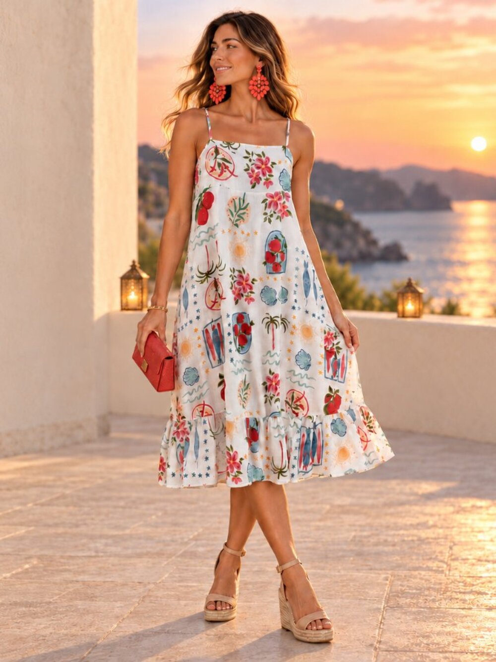 Label of Love Capri Breeze Printed Midi Sundress NWT Large MSRP $97